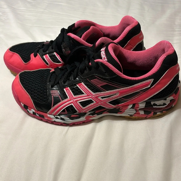 ASICS WOMENS VOLLEYBALL GEL-1140V SHOES IN BLACK/NEON PINK/WHITE - Picture 3 of 10
